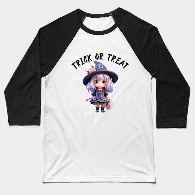 Trick or Treat Little Girl Witch Baseball T-Shirt by ATexasbelledesigns